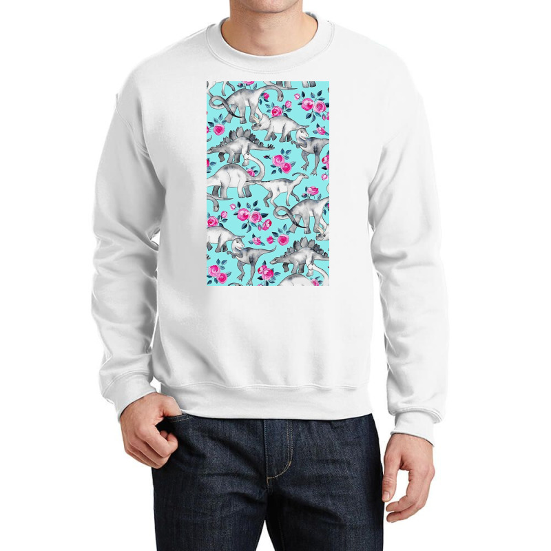 Dinosaurs And Roses Crewneck Sweatshirt by Slackftg | Artistshot