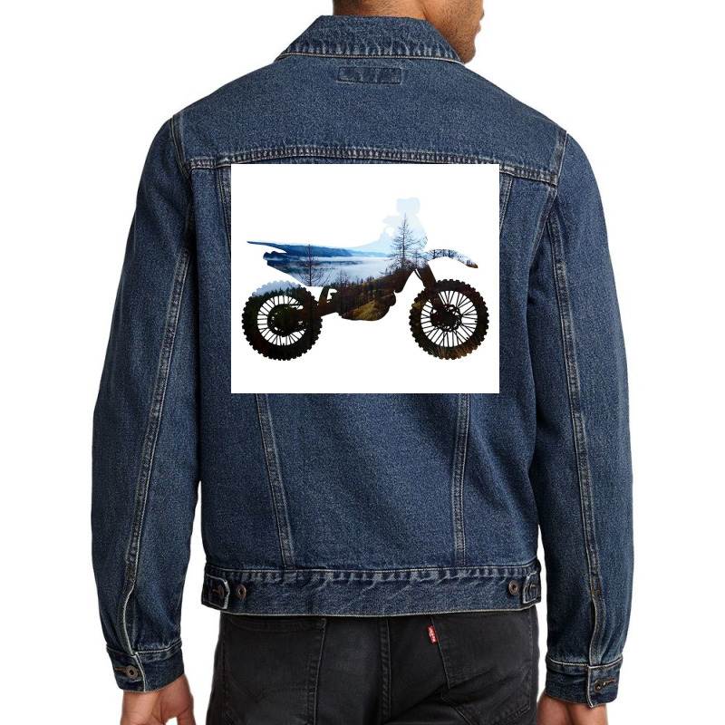 Dirt Bike Dirt Bike Mountains Nature Men Denim Jacket by Slackftg | Artistshot