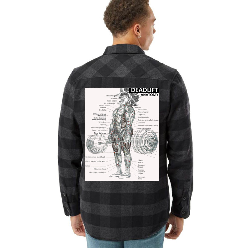 Deadlift Muscle Chart   Anatomy Diagram   Anime Gym Motivational Flannel Shirt | Artistshot