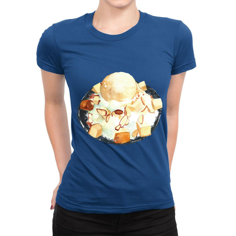 Korean Shaved Ice Bingsu ,korean Almond Vanilla Bingsu Ice Cream Ladies Fitted T-Shirt by dafarary | Artistshot