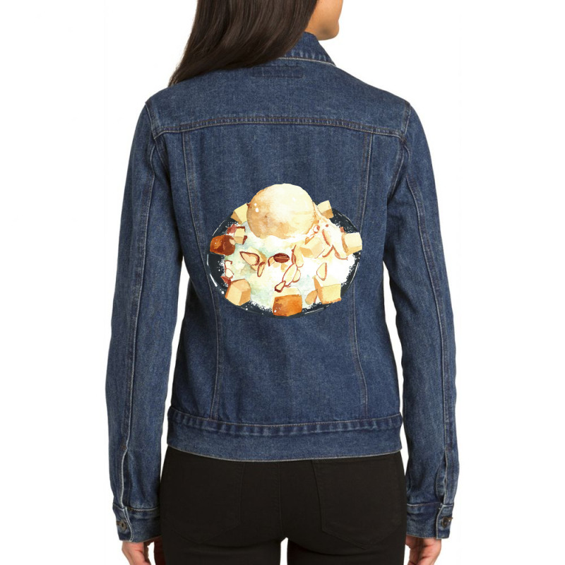 Korean Shaved Ice Bingsu ,korean Almond Vanilla Bingsu Ice Cream Ladies Denim Jacket by dafarary | Artistshot