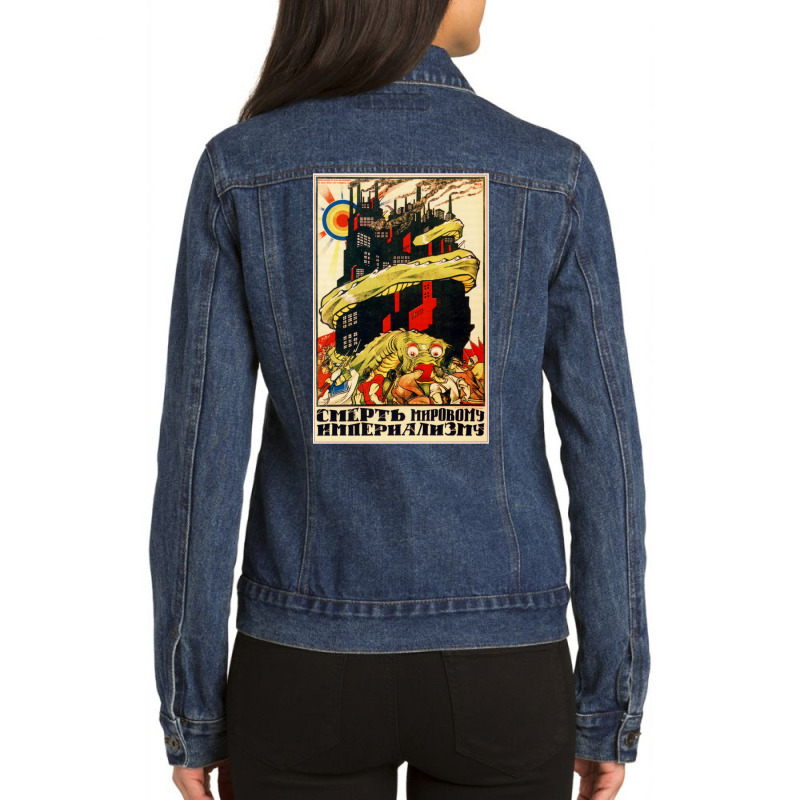 Death To World Imperialism Soviet Propaganda Ladies Denim Jacket by ziembakhadse8 | Artistshot