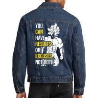 Results Vs Excuses   Goku Gym Motivational Men Denim Jacket | Artistshot