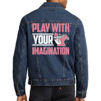 Play With Your Imagination Video Game Player Gaming Gamer T Shirt Men Denim Jacket | Artistshot