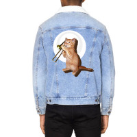 Trombone Cat Unisex Sherpa-lined Denim Jacket | Artistshot