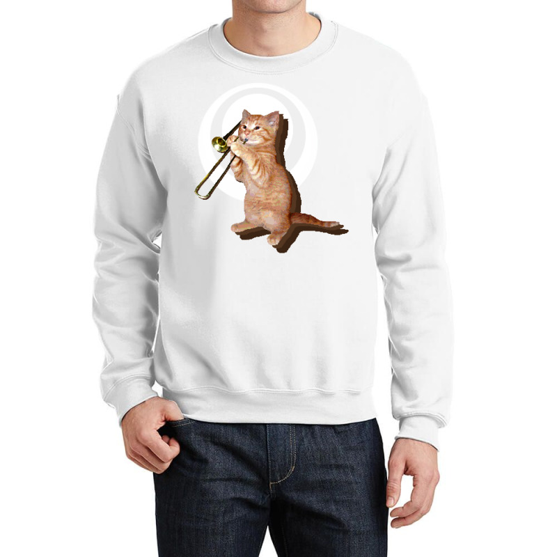 Trombone Cat Crewneck Sweatshirt by ouadiecaitoq | Artistshot