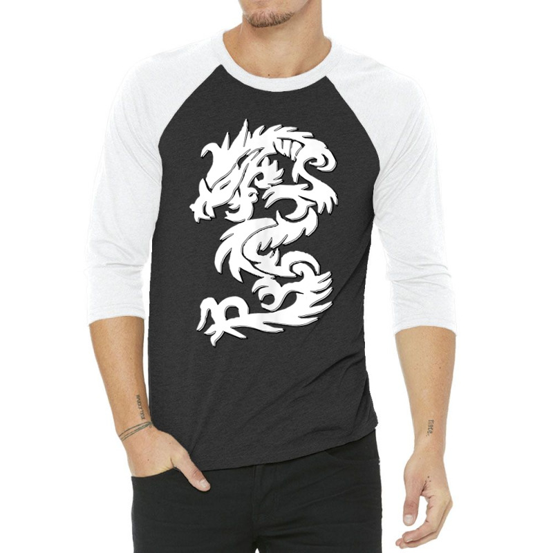 White Firedrake Chinese Dragon Kung Fun Tai Chi Dragon 3/4 Sleeve Shirt by MELISSABISHOP | Artistshot