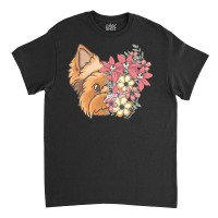 Yorkie T  Shirt Yorkshire Terrier With Flowers T  Shirt Classic T-shirt | Artistshot