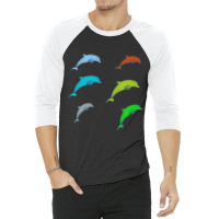 Dolphin Illustration 3/4 Sleeve Shirt | Artistshot