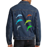 Dolphin Illustration Men Denim Jacket | Artistshot