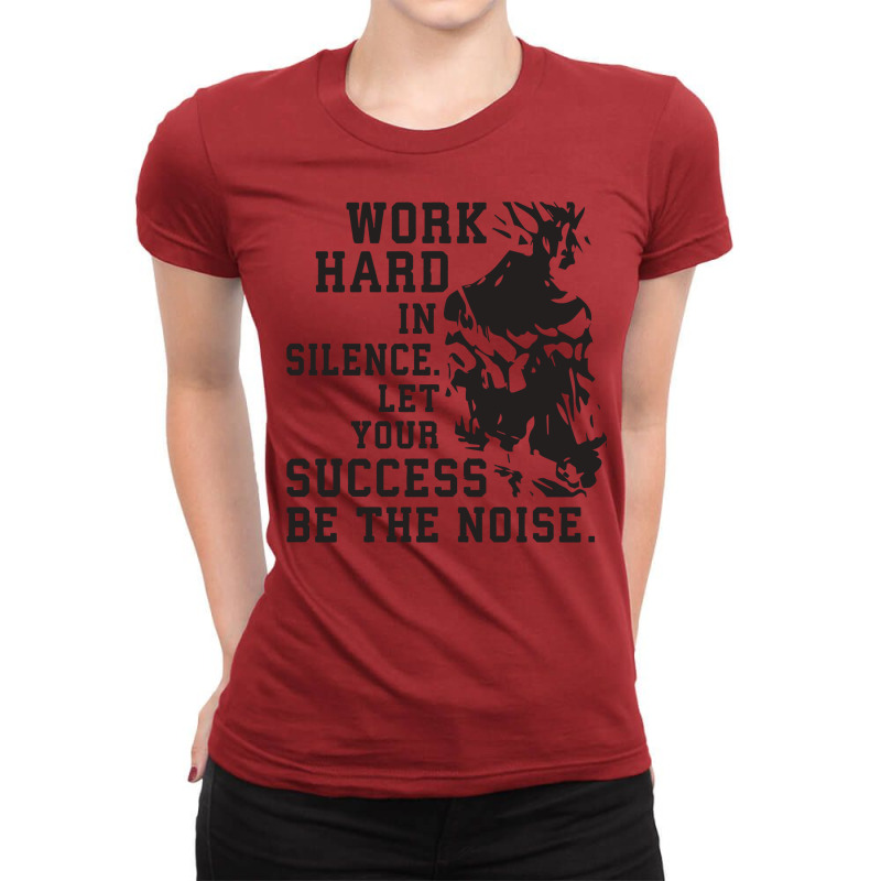 Work Hard In Silence   Anime Gym Motivational 1 Ladies Fitted T-Shirt by freerkvandat | Artistshot