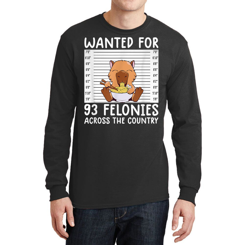 Wanted For 93 Felonies Shirt Funny Capybara Tee Rodent Quote T Shirt Long Sleeve Shirts | Artistshot