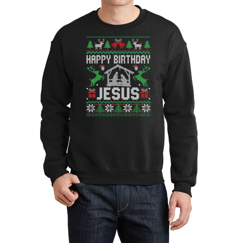 Christmas Outfit Happy Birthday Jesus Holiday Ugly Sweater Crewneck Sweatshirt | Artistshot