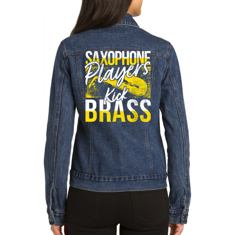 Saxophone Player Pun Brass Instrument Saxist T Shirt Ladies Denim Jacket by prix5d5gosson | Artistshot