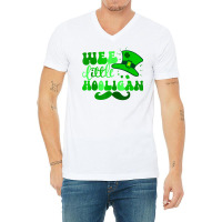 Wee Little Hooligan St Patricks Day Retro Shamrock T Shirt V-neck Tee | Artistshot