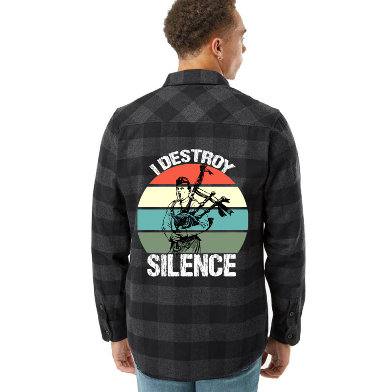 Bagpipes I Destroy Silence Bagpiper Flannel Shirt | Artistshot