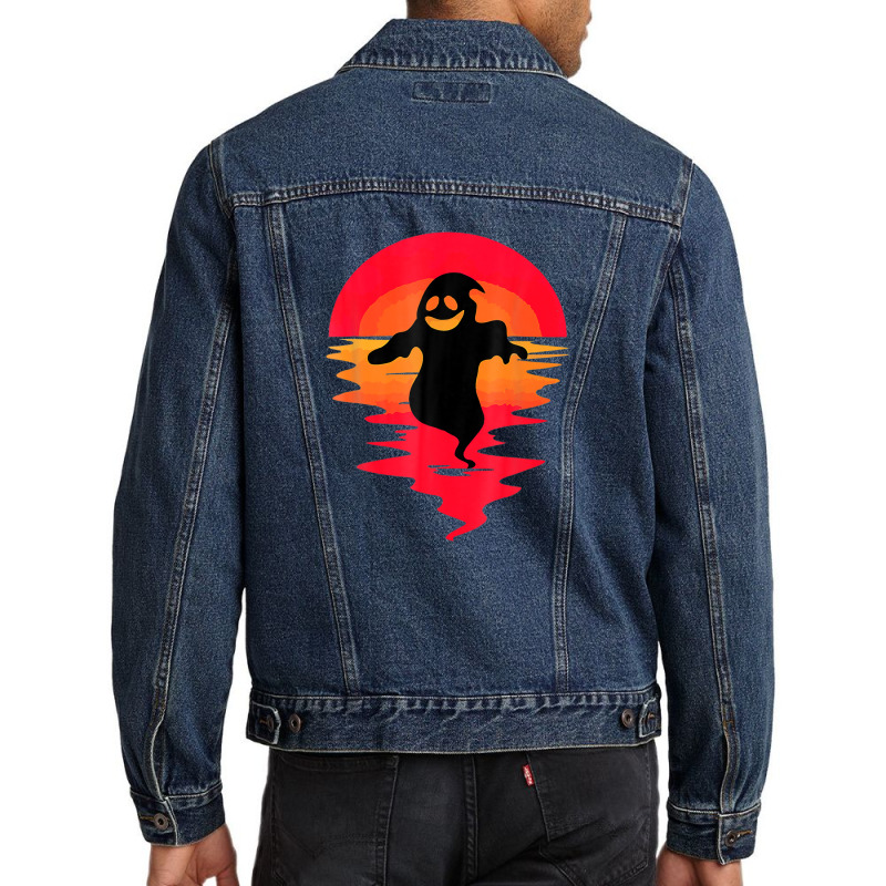 Ghost & Moon Spooky Season Lets Get Spooky Creepy Halloween Men Denim Jacket by nedalcizmjag | Artistshot