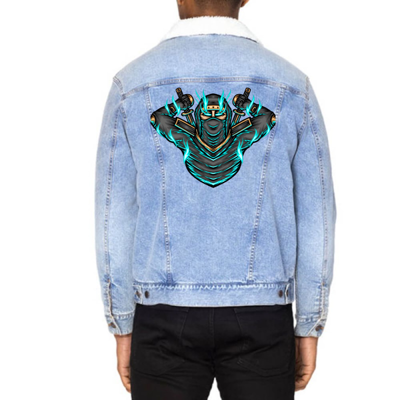 Ninja Shadow Illustration Unisex Sherpa-lined Denim Jacket | Artistshot