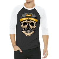 Old Skull Gangsta Illustration 3/4 Sleeve Shirt | Artistshot