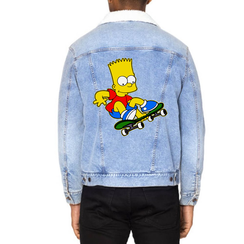 Funny Simpson, Skater Unisex Sherpa-Lined Denim Jacket by Brownbubbles | Artistshot