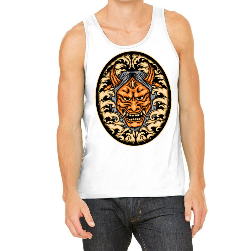 Orange Oni Mask Illustration Tank Top | Artistshot