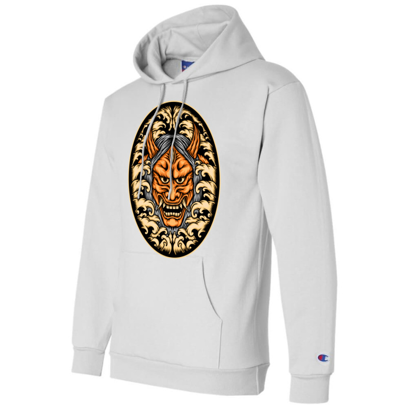 Orange Oni Mask Illustration Champion Hoodie | Artistshot