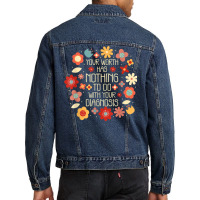 Your Worth Has Nothing To Do With Your Diagnosis, Brain T Shirt Men Denim Jacket | Artistshot