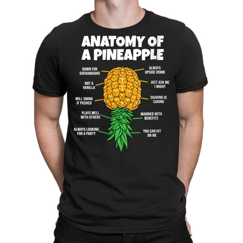 Womens Anatomy Of A Pineapple Swinger Funny Upside Down Pineapple V Ne T-shirt | Artistshot