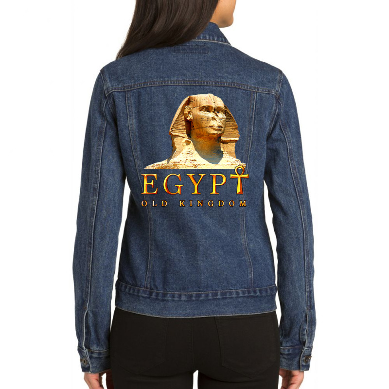 Egypt Old Kingdom Pharaoh Ancient Egyptian Tut Ankh Of Life Ladies Denim Jacket by namnguyen | Artistshot