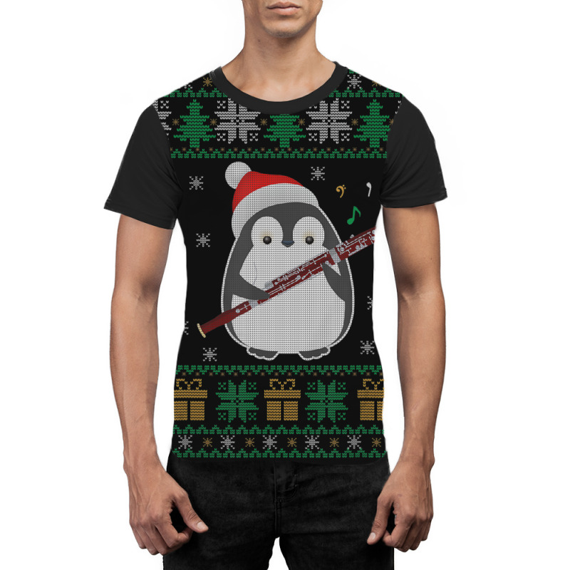 Flute Ugly Christmas Sweater Penguin Xmas Family Matching Graphic T-shirt by namnguyen | Artistshot