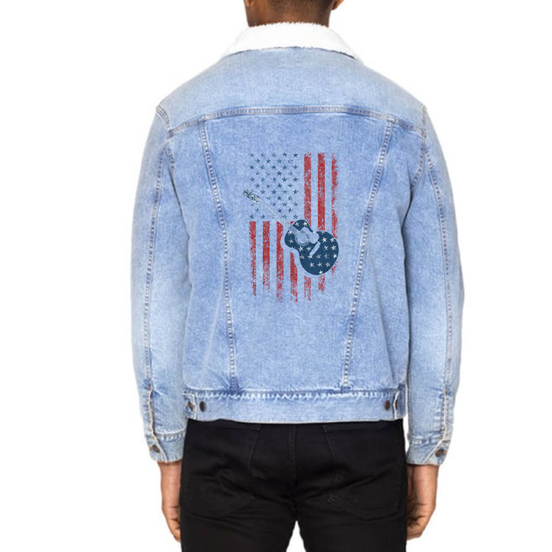 Guitar American Flag Unisex Sherpa-lined Denim Jacket | Artistshot