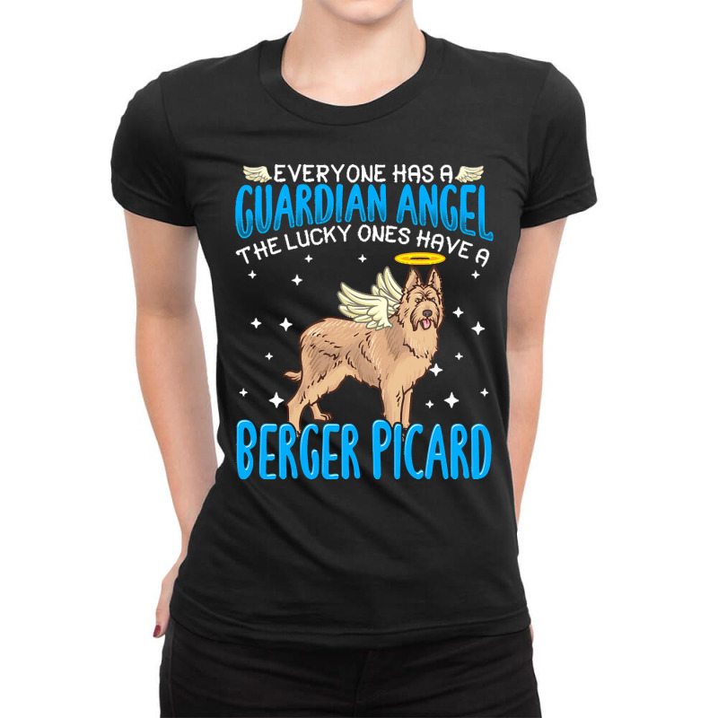 Berger Picard T  Shirt Berger Picard Dog With Guardian Angel Saying T Ladies Fitted T-Shirt by june33934 | Artistshot