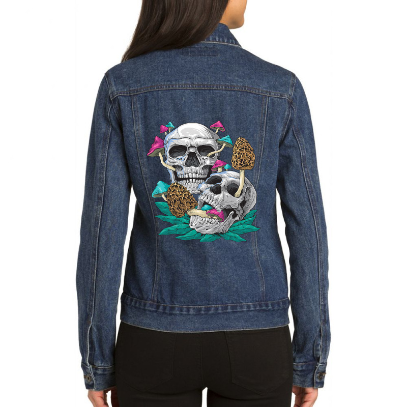 Skull Pagan Occult Rabbit Kawaii Rose Glitch Pastel Goth Ladies Denim Jacket by XAVIERESPREE | Artistshot