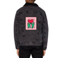 Heart Red And Two People Unisex Sherpa-lined Denim Jacket | Artistshot