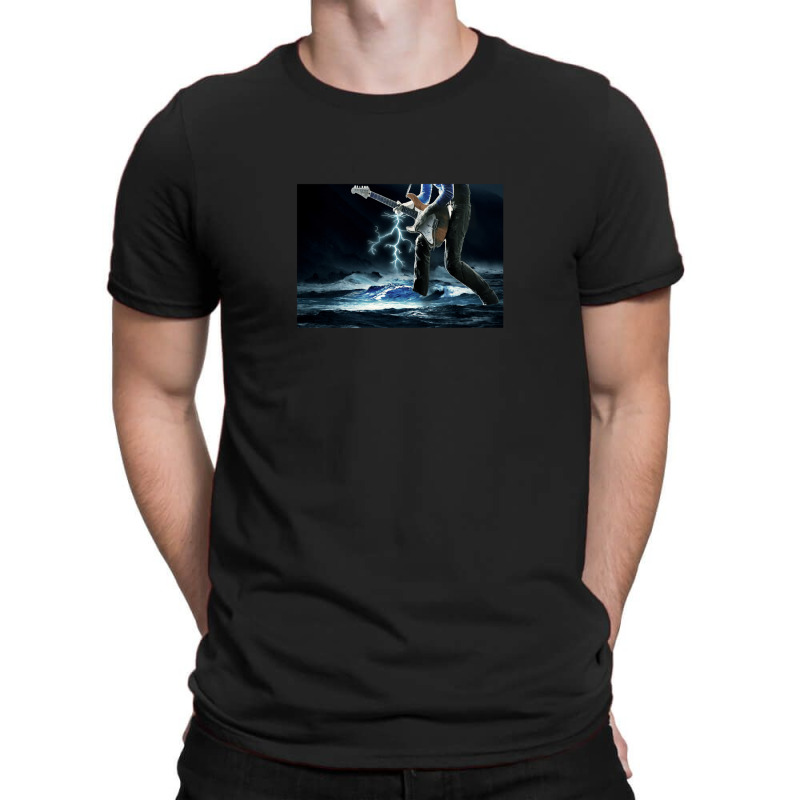 Thunder Bass Player - Bass Player In Storm Waves T-Shirt by CindyAlford | Artistshot