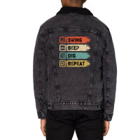 Swing Beep Dig Repeat Metal Detecting Design Unisex Sherpa-lined Denim Jacket | Artistshot