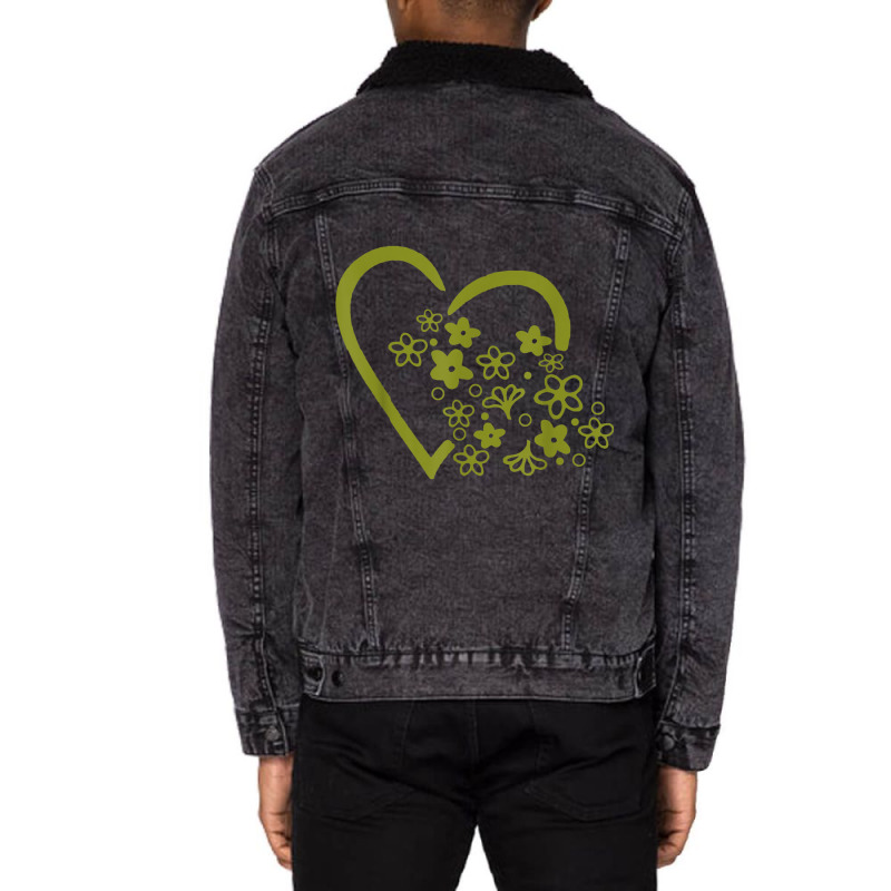 Daisy Spring Blossom Heart Vintage Pyrex (green) T Shirt Unisex Sherpa-lined Denim Jacket | Artistshot