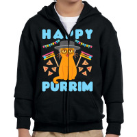 Happy Purim Jewish Holiday Cat Hamantash Men Women Kids Youth Zipper Hoodie | Artistshot