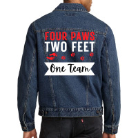 Dog Agility Four Paws Two Feet One Team Men Denim Jacket | Artistshot