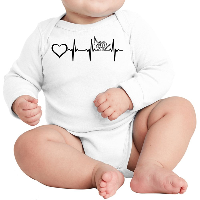 Bagpipe Heart Bagpiper Instrument Bagpiping Heartbeat Player T Shirt Long Sleeve Baby Bodysuit by alph0r9bang | Artistshot