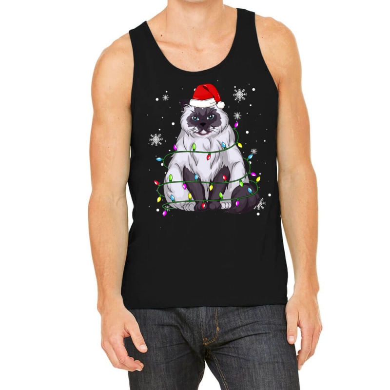 Himalayan Cat Christmas Light Christmas Cat Santa Hat Tank Top | Artistshot