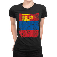 Faded Mongolian Flag, Distressed Flag Of Mongolia T Shirt Ladies Fitted T-shirt | Artistshot