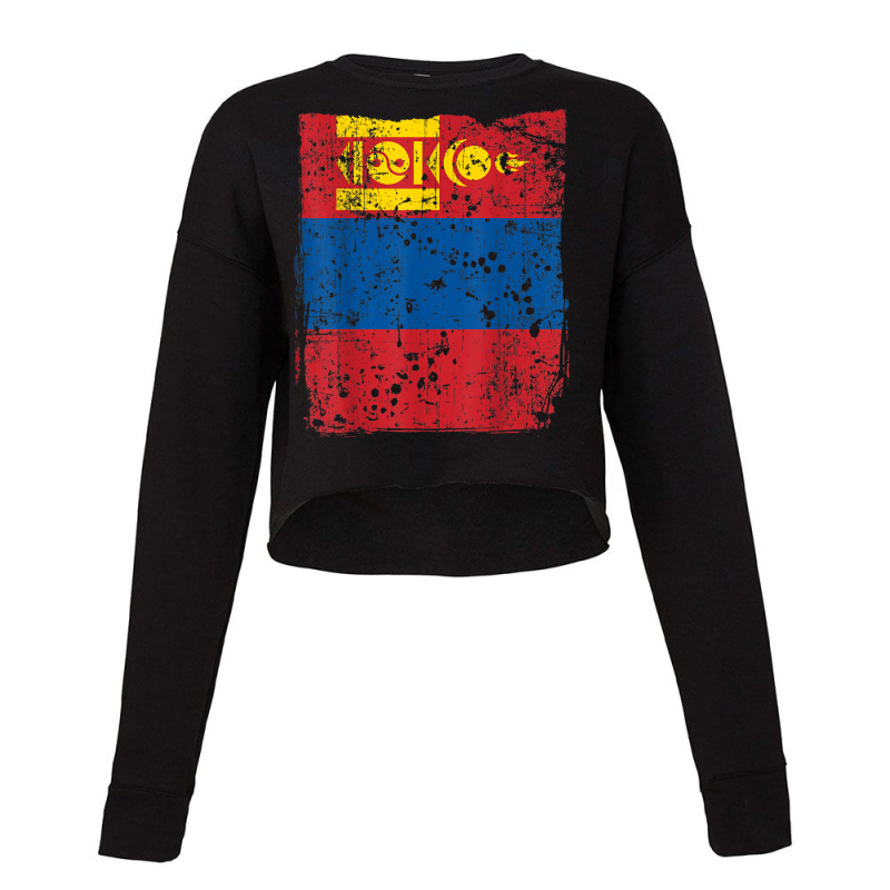 Faded Mongolian Flag, Distressed Flag Of Mongolia T Shirt Cropped Sweater by matheeishilo | Artistshot