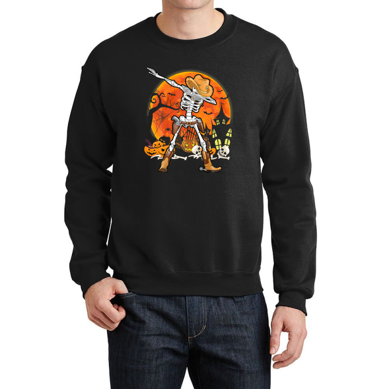 Happy Halloween Pumpkin Skeleton Dabbing Funny Crewneck Sweatshirt | Artistshot