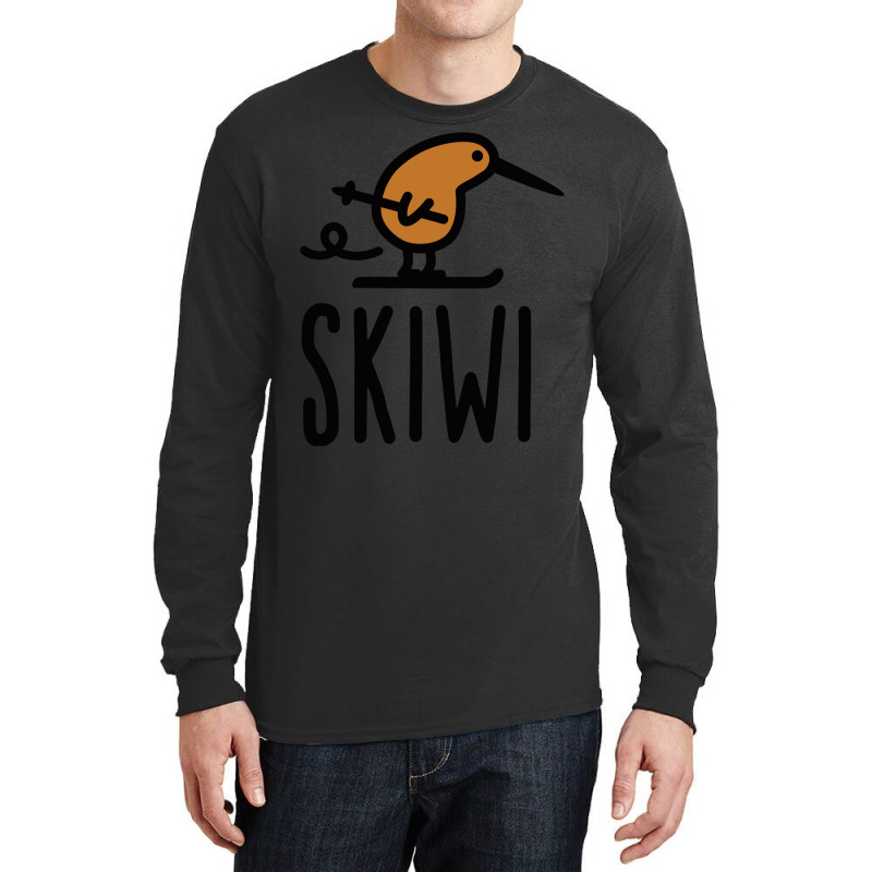 Skiwi Funny Kiwi New Zealand Bird Ski Cartoon Long Sleeve Shirts by andeekngueloc | Artistshot