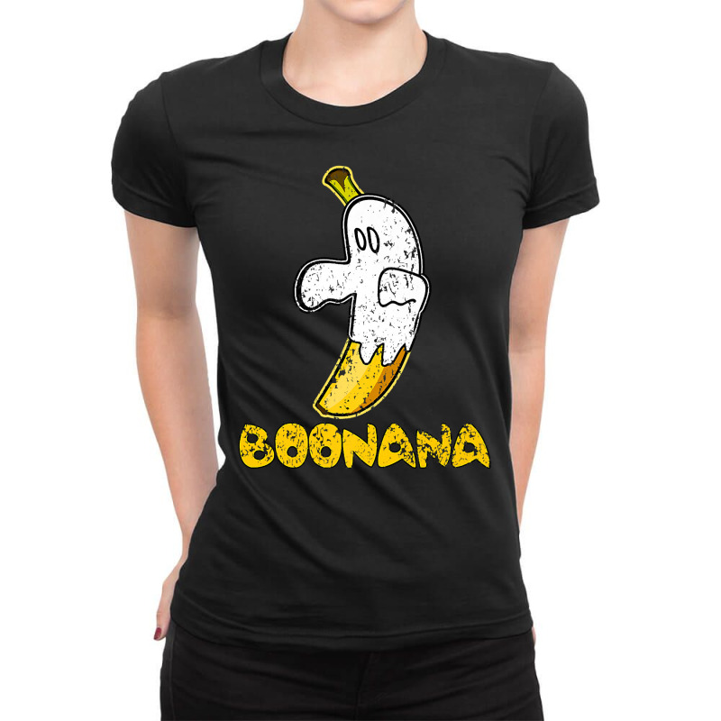 Funny Cute Distressed Ghost Fruit Banana Boonana Tee Ladies Fitted T-Shirt by KimberleeWilson786 | Artistshot