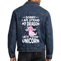 Sorry My Dragon Ate Your Unicorn 2 Men Denim Jacket | Artistshot