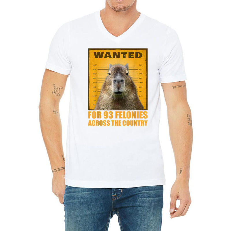 Capybara Mugshot Wanted For 93 Felonies Across The Country T Shirt V-neck Tee | Artistshot