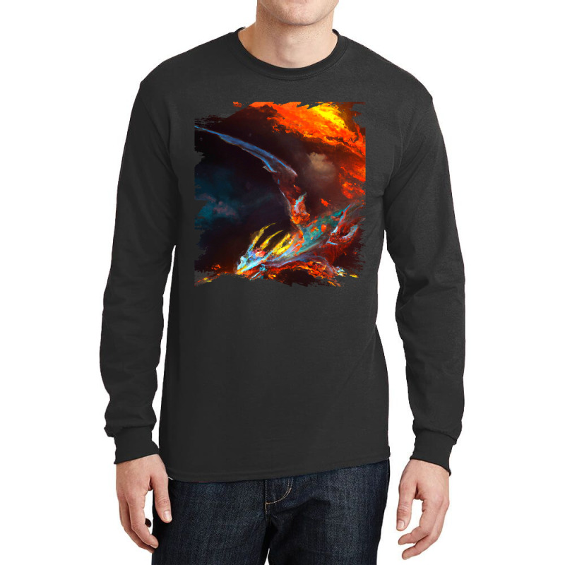 Space Dragon Breathing Fire 2 Long Sleeve Shirts by XAVIERESPREE | Artistshot