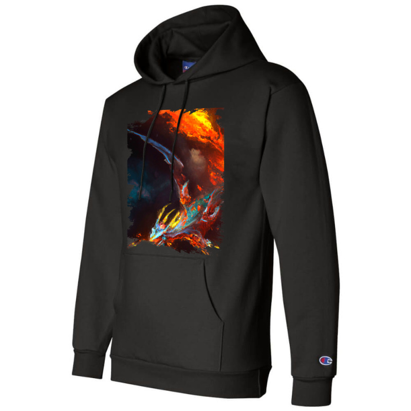 Space Dragon Breathing Fire 2 Champion Hoodie by XAVIERESPREE | Artistshot